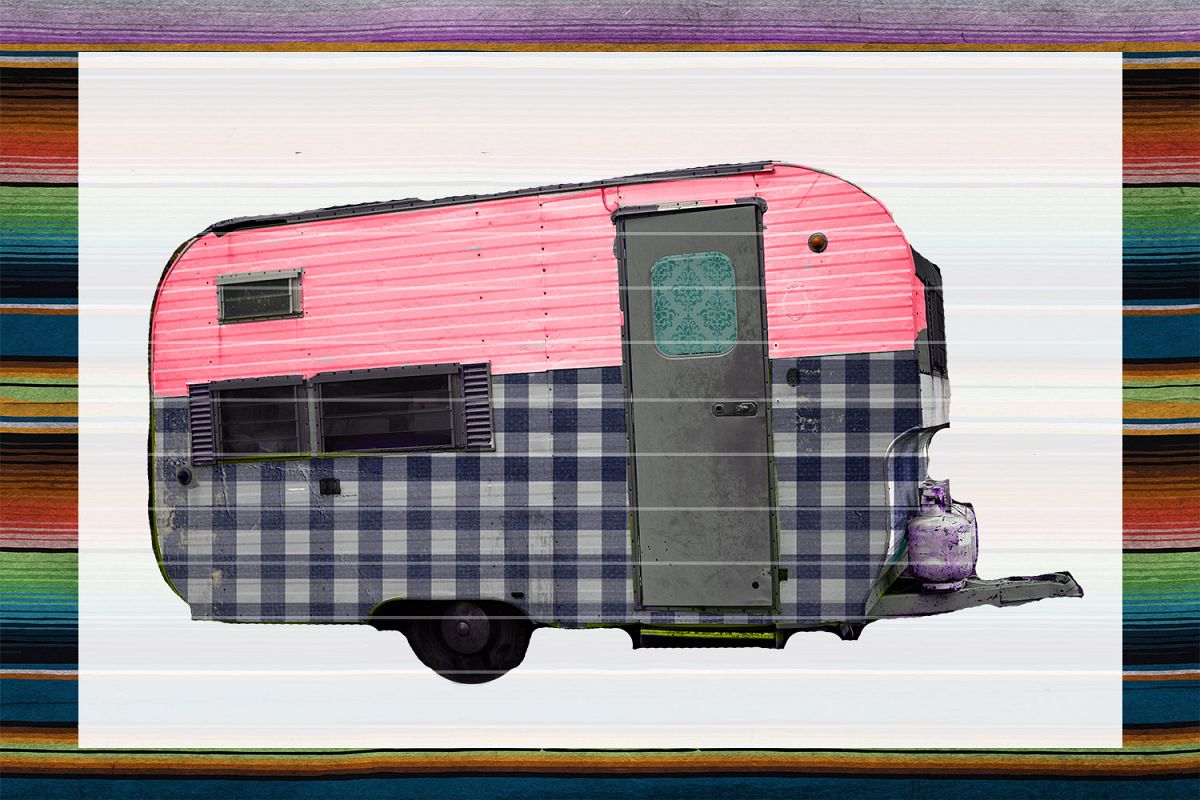 Navy Gingham Camper Sublimation Digital Download example image 1