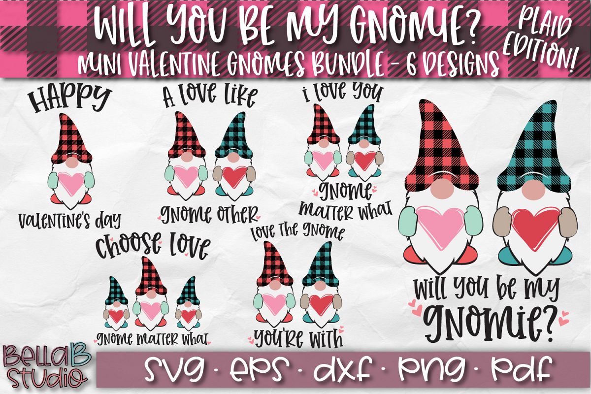 Valentine Gnomes SVG, Valentine's Day Gnomes SVG Bundle example image 1