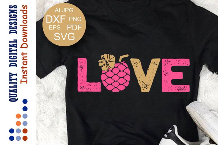 Love sign vector files Pineapple clipart Distressed example image 1
