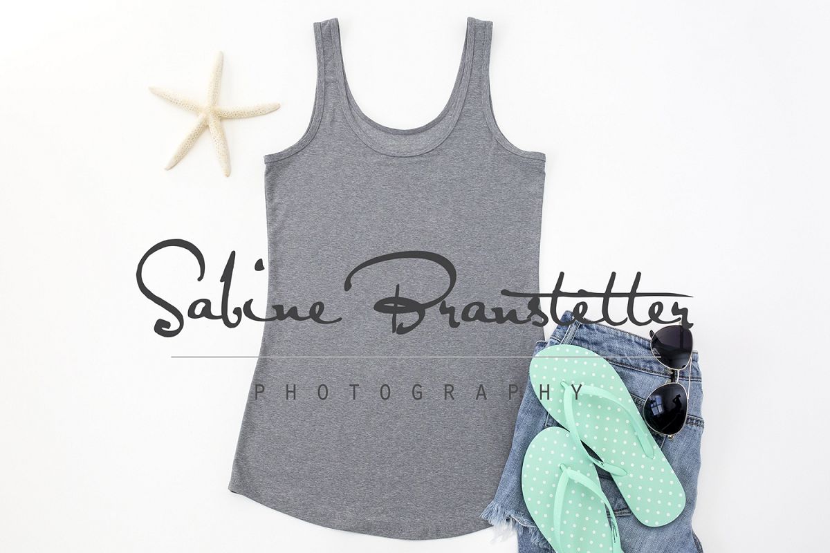Styled Stock Photography Gray Women's Tank Top Mockup example image 1