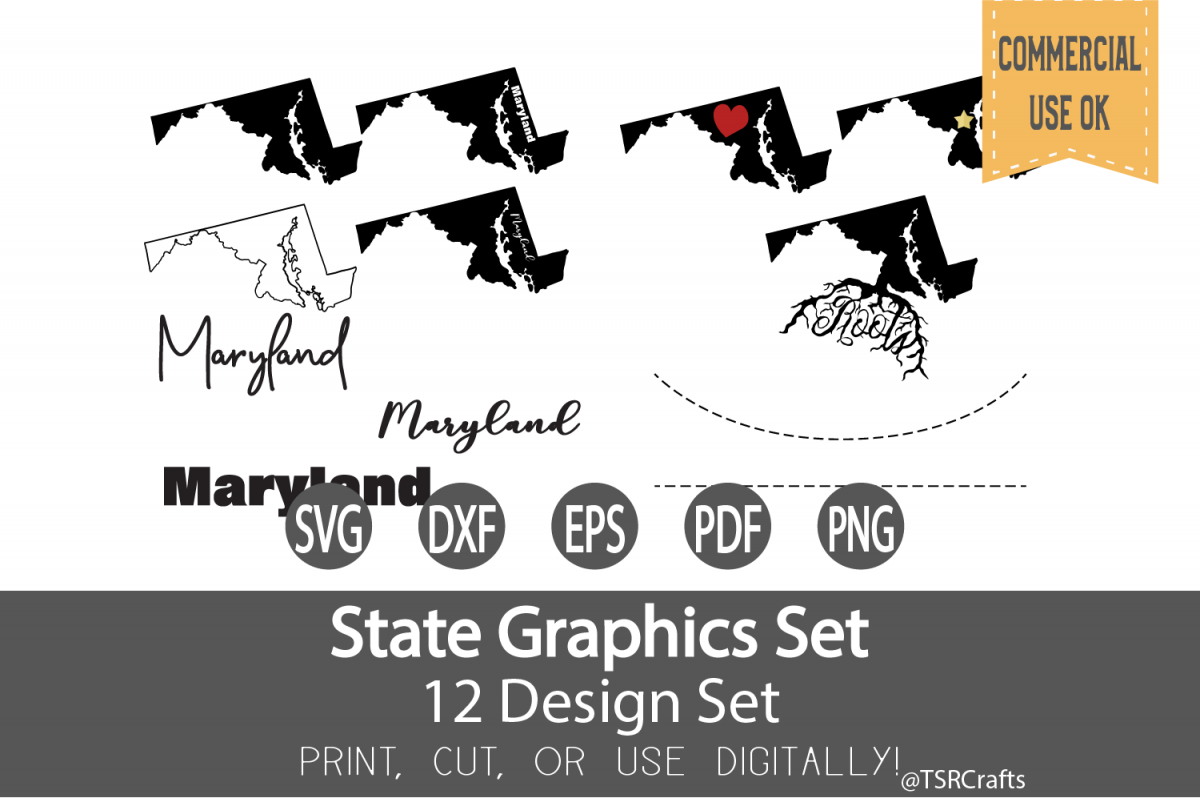 Maryland State Graphics Set - Clip Art and Digital Cut fil example image 1