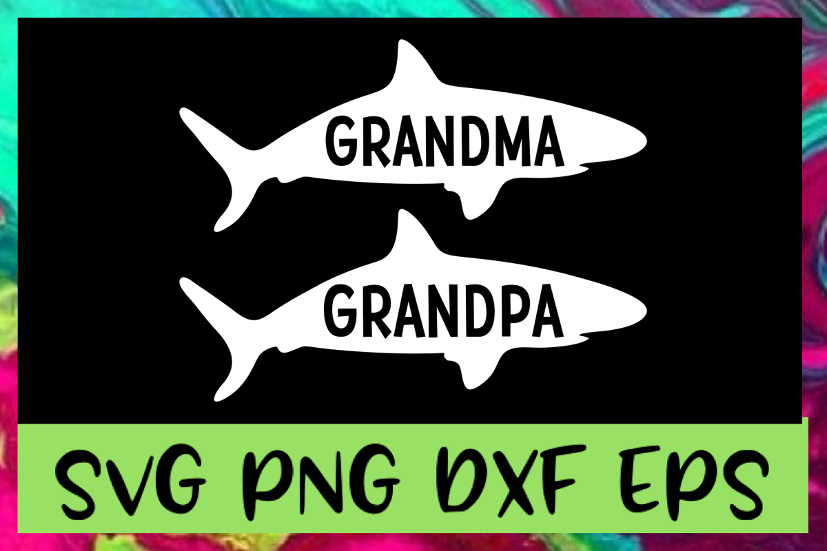 Grandma & Grandpa Shark SVG PNG DXF & EPS Design File example image 1