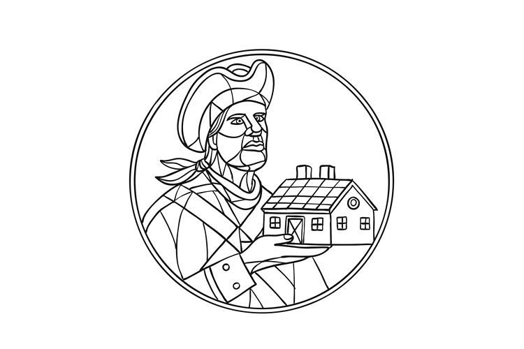 American Patriot House Mosaic Black and White example image 1