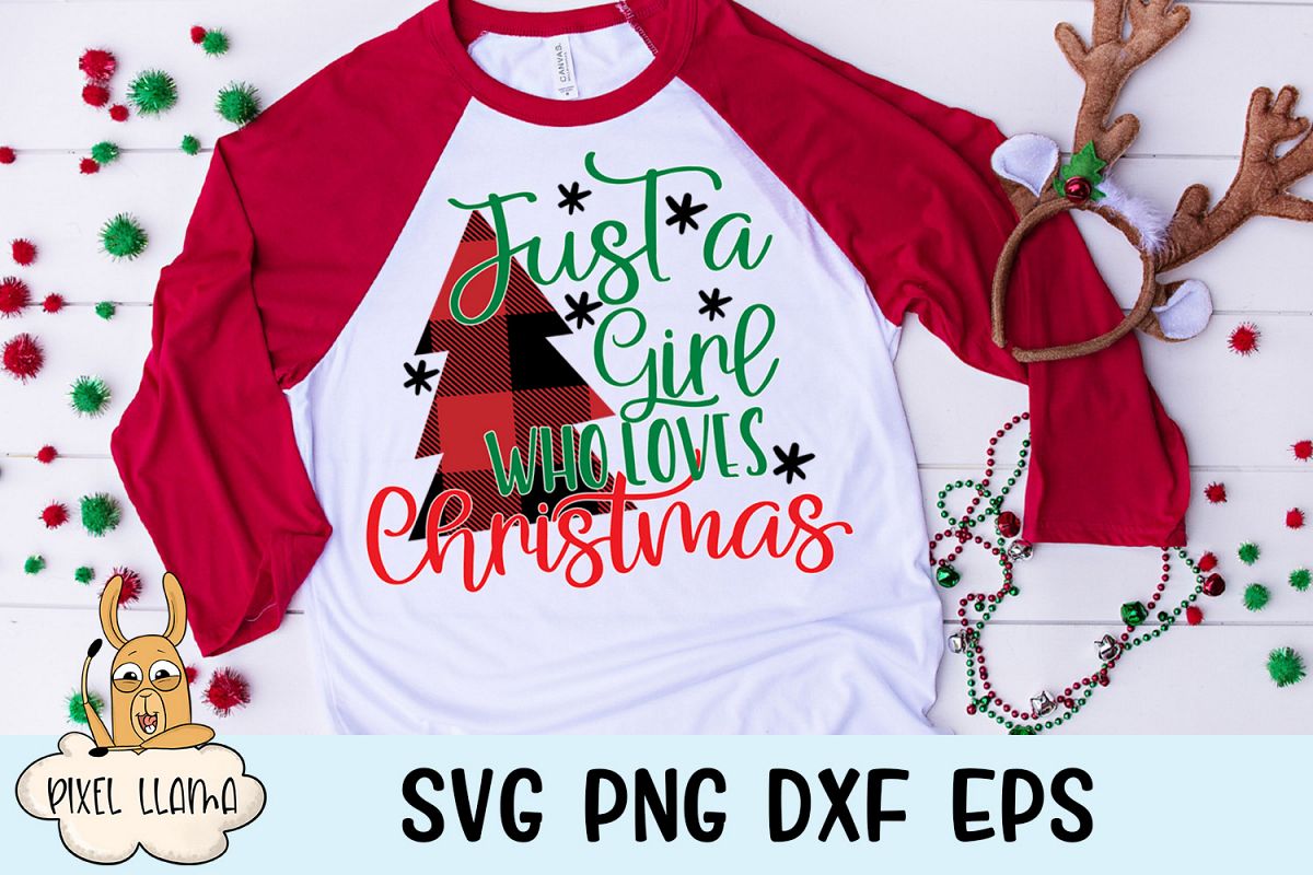 Just A Girl Who Loves Christmas Plaid Christmas SVG example image 1