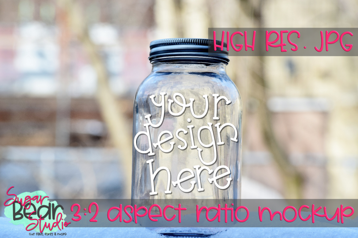 Mason Jar in Snow Mockup example image 1