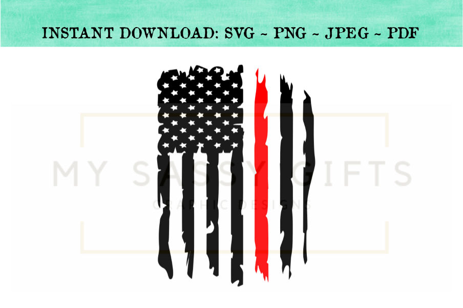 Firefighter Distressed American Flag With Thin Red Line SVG