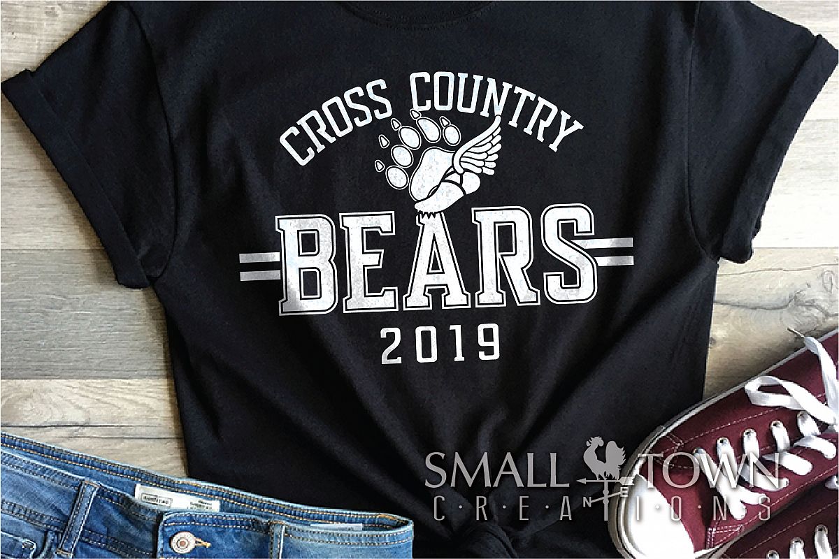 Bear Cross Country, Paw Print, Team, PRINT, CUT & DESIGN example image 1
