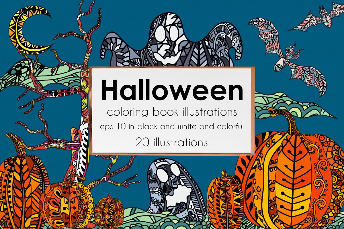 Halloween coloring illustrations example image 1