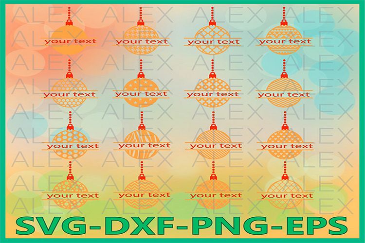 Ball Split-Monogram Svg, Christmas Balls Monogram png example image 1