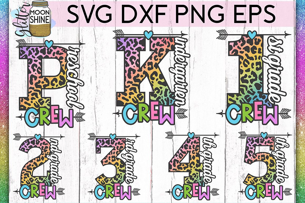 School Crew Bundle of 7 SVG DXF PNG EPS Cut Files example image 1