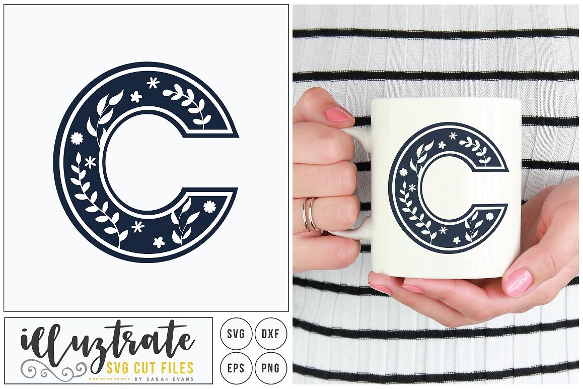 Letter C SVG Alphabet - DXF cut files - Vector Clipart example image 1