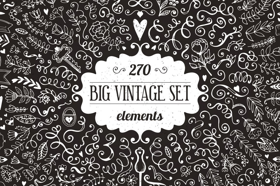 270 elements Vintage Decorations Set example image 1
