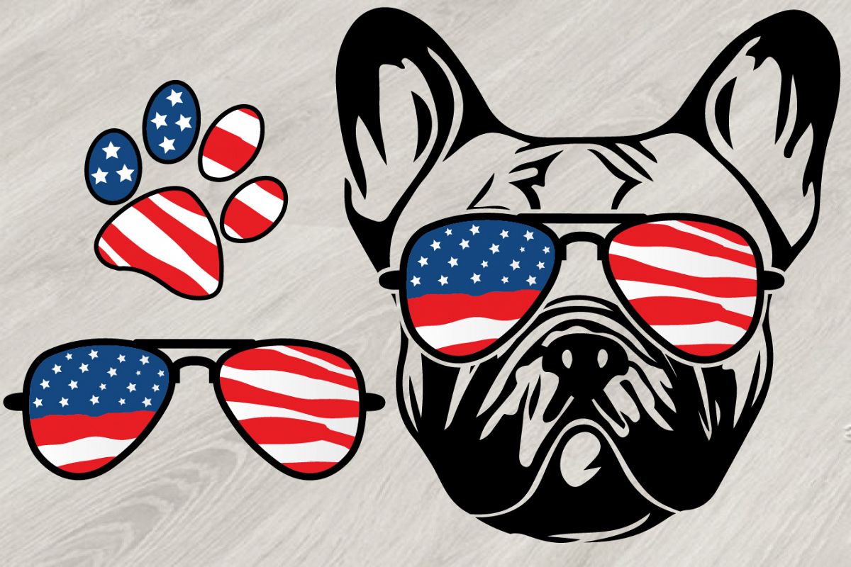 Graphic Clip Art Design Digital Download Bulldog with bandana and glasses Dog with bandana Mama Sublimation Design PNG