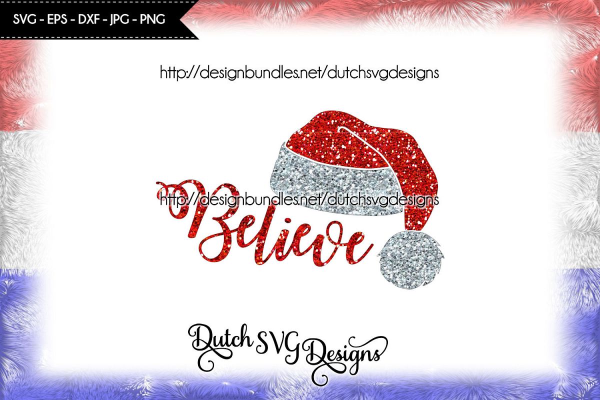 Cutting file Believe with Santa hat, christmas svg, xmas svg example image 1