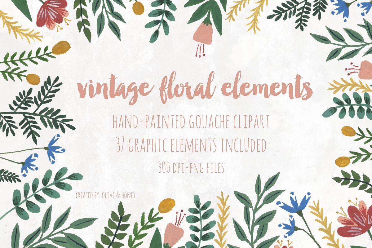 Vintage Flowers & Leaves example image 1