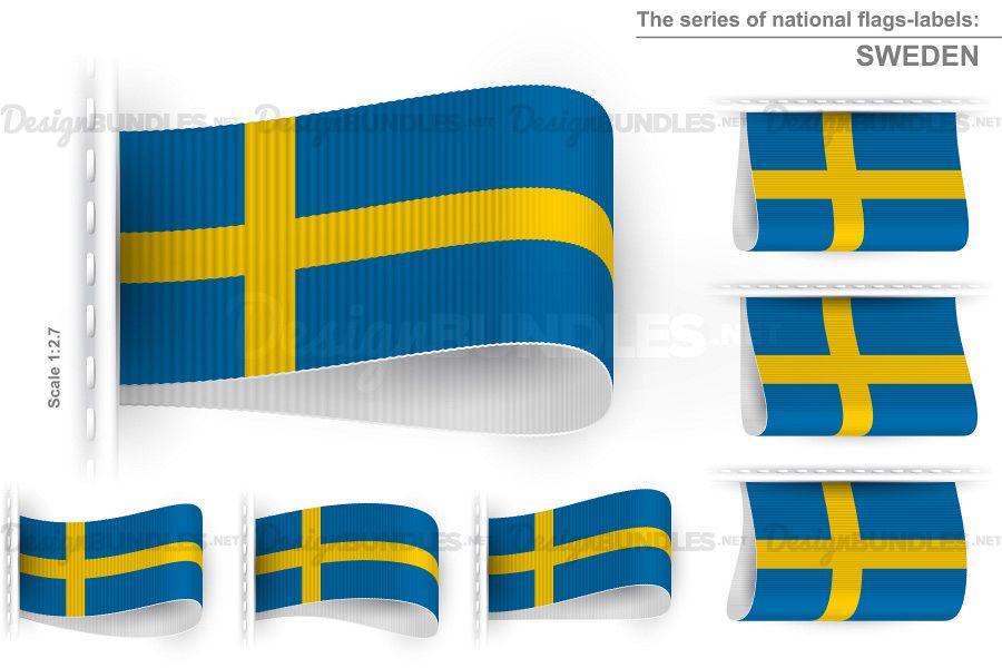 Vector Sweden Flag Tag Clothes Label Sticker Sewn Set example image 1