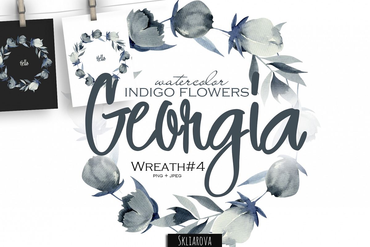 Georgia. Indigo Wreath #4 example image 1