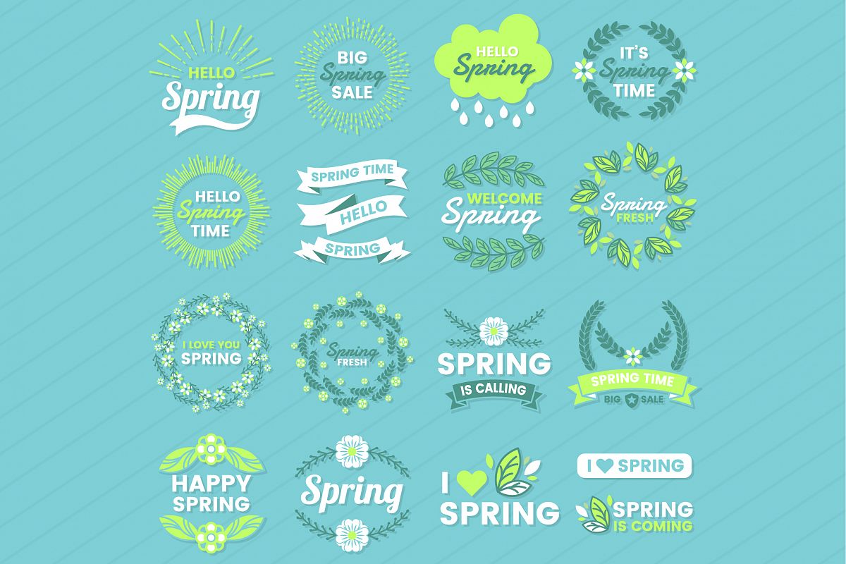 Spring Badge & Objects Vector Set example image 1