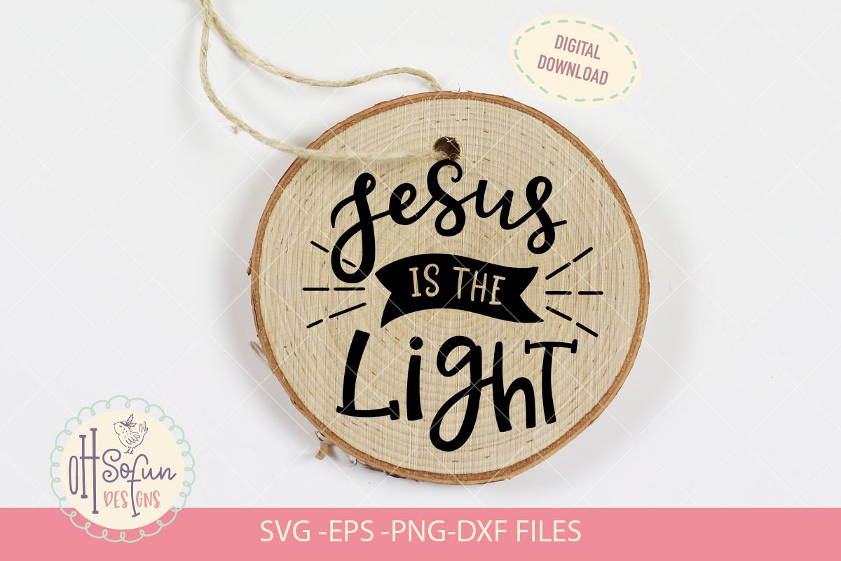 Jesus is the light, hand lettering Christmas ornament SVG example image 1