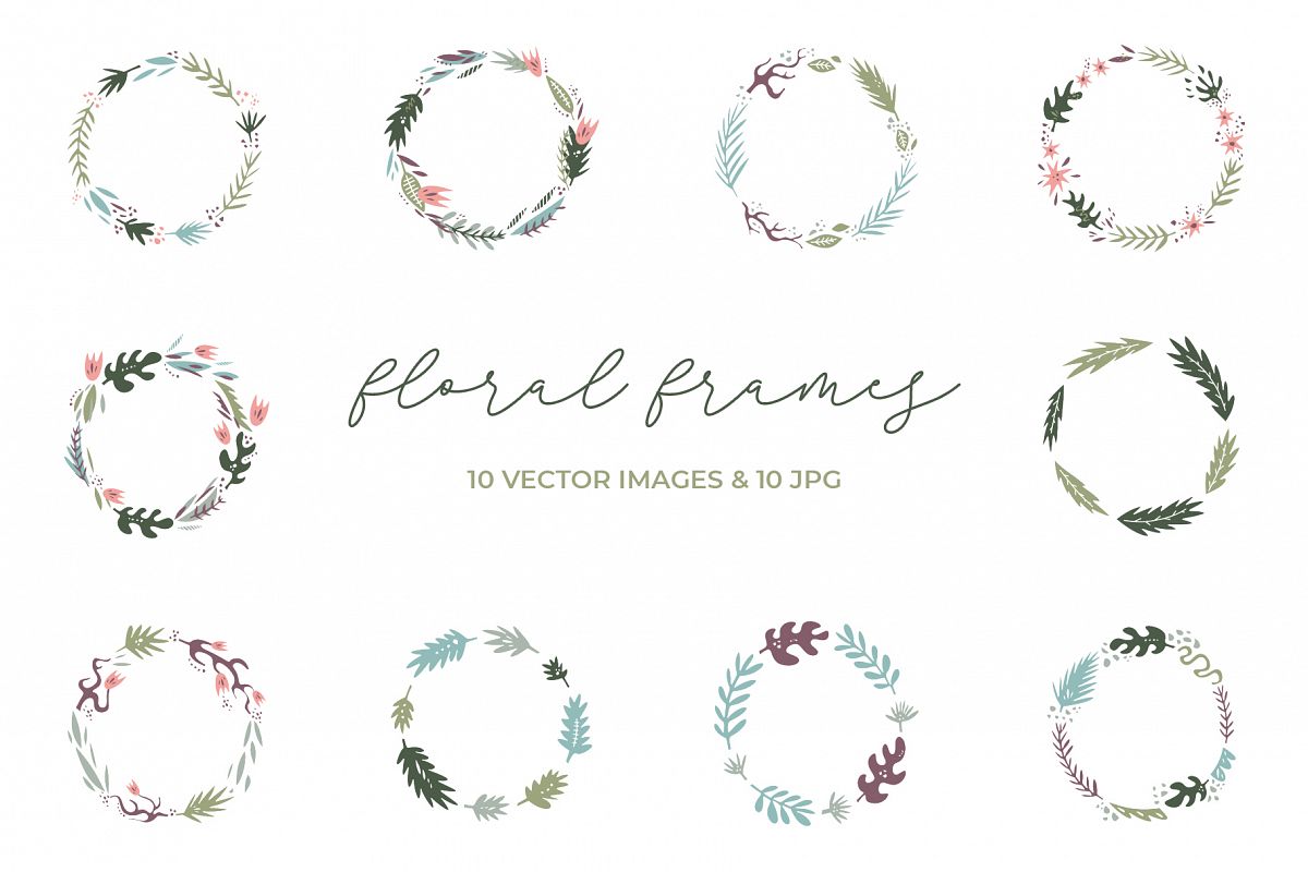 Floral frames clip art set example image 1
