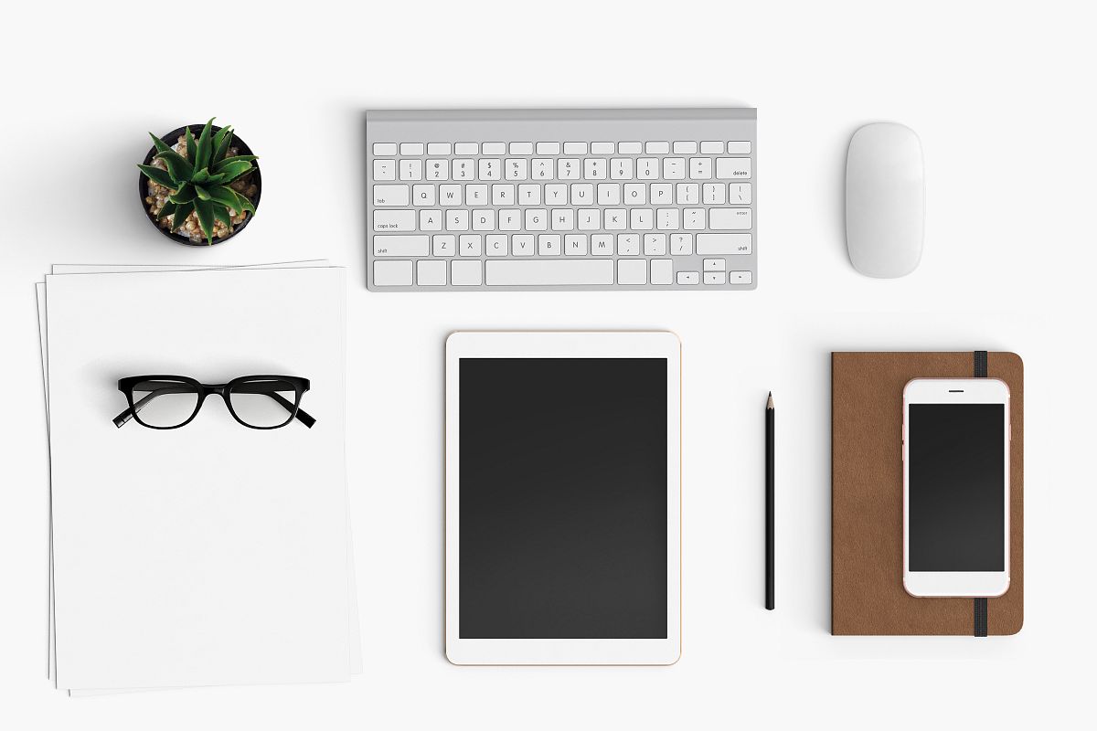Modern workplace. Top view. Flat lay style. 17 example image 1