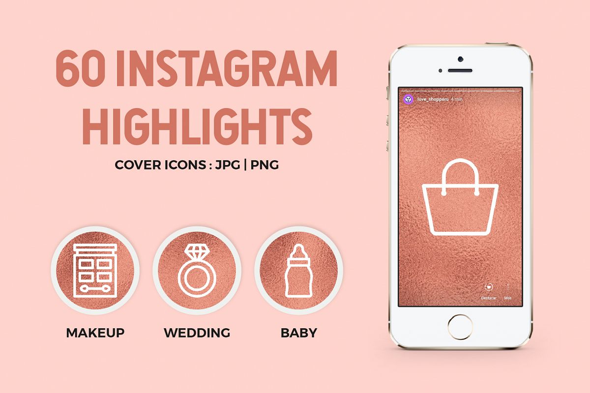 Rose Gold Instagram Story Highlight example image 1