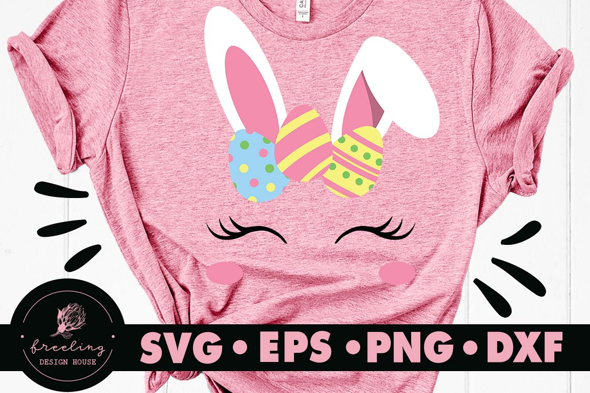 Bunny Face With Eggs SVG DXF EPS PNG example image 1