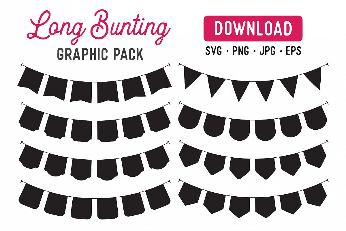 Long Bunting Bannner Clipart Pack Bunting Banner Bundle