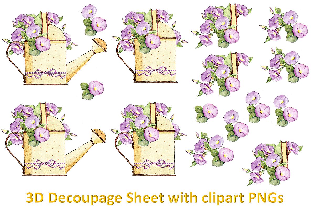 Floral Decoupage sheet or collage sheet. Printable and PNGs example image 1