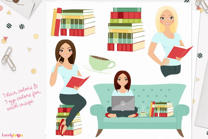 Woman teacher character clip art L151 Lisa example image 1