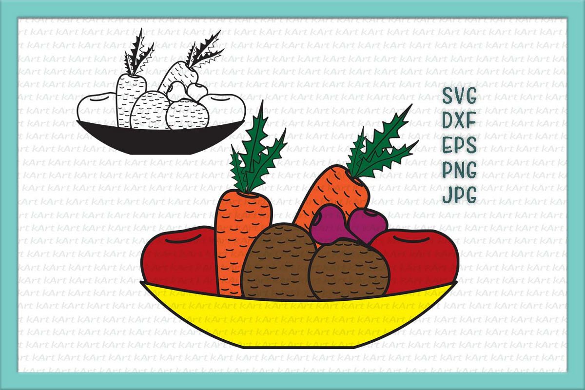 Bowl with vegetables svg dxf png clipart printable sample example image 1