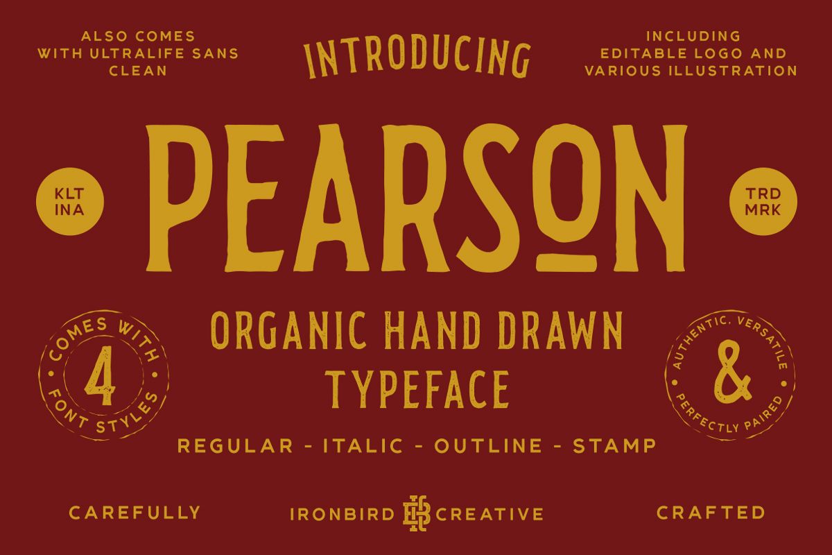 Pearson Typeface- 4 Fonts! & EXTRA example image 1