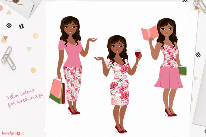 Woman lifestyle character clip art L094 Bliss example image 1