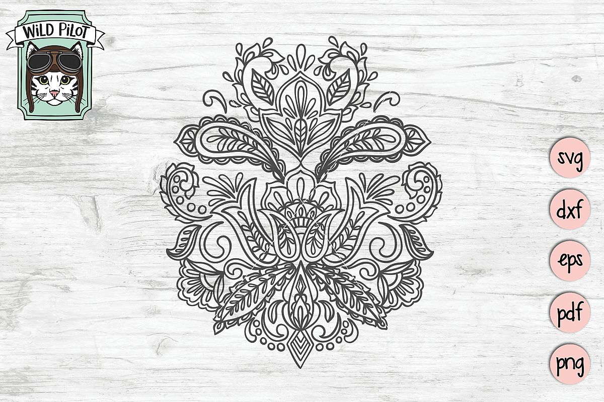 Mandala SVG file, Paisley cut file, Paisley Medallion example image 1