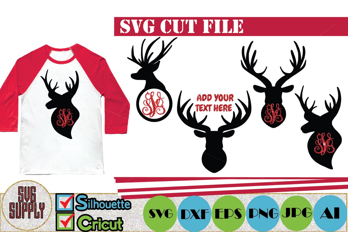 Download Reindeer Monogram SVG Cut File (152203) | Cut Files | Design Bundles