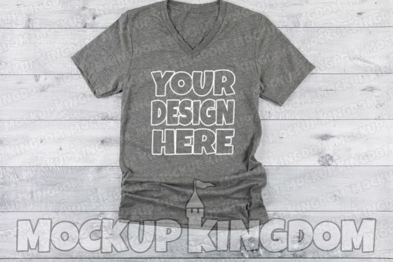 Unisex V-Neck Shirt Mockup, Bella Canvas Mockup example image 1