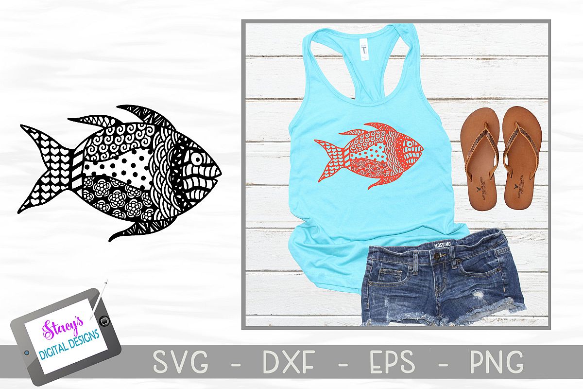 Fish SVG with Doodle patterns example image 1