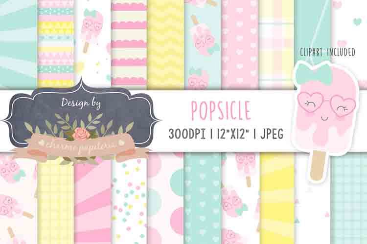Popsicle digital papers, Summer paper, Sunshine example image 1