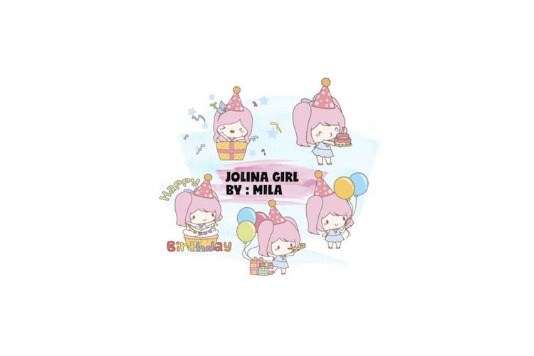 KAWAII GIRL JOLINA BIRTHDAY CLIPART BUNDLE PNG example image 1