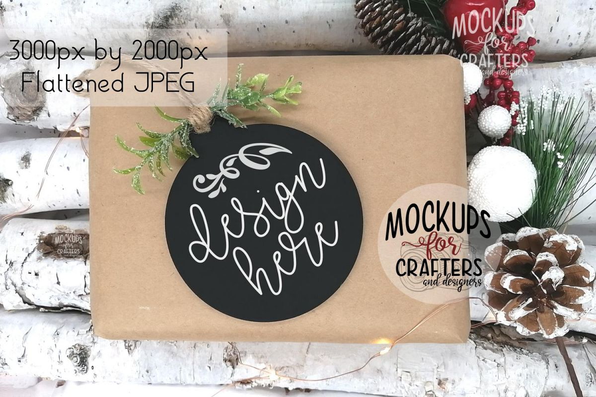Ornament, Gift Tag, Black Round, MOCK-UP example image 1