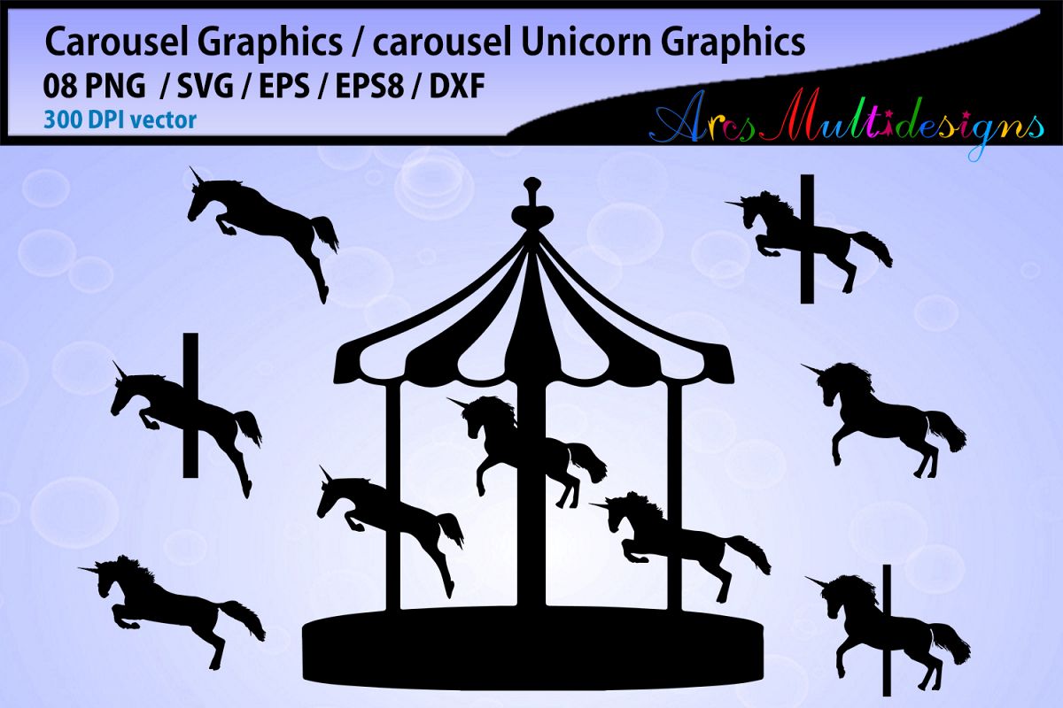 carousel silhouette / carousel Unicorn silhouette SVG ...