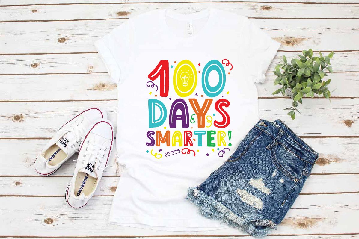 School svg, 100 days smarter svg, Back to school Teacher example image 1