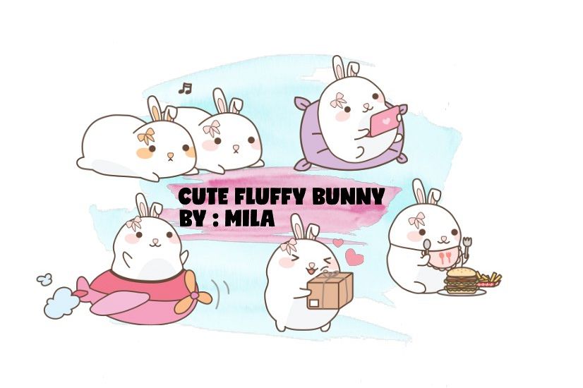 KAWAII BUNNY CLIPART BUNDLE PNG example image 1