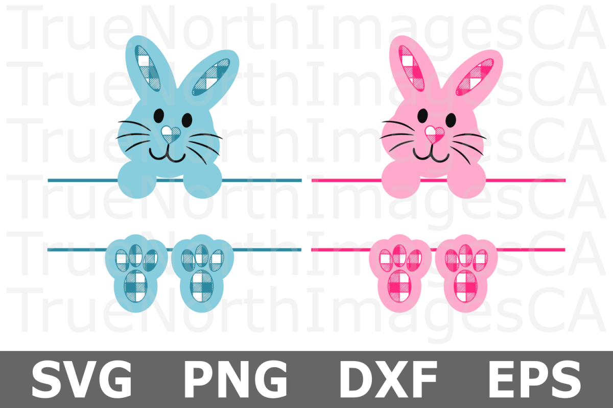 Plaid Bunny Monogram - An Easter SVG Cut File example image 1