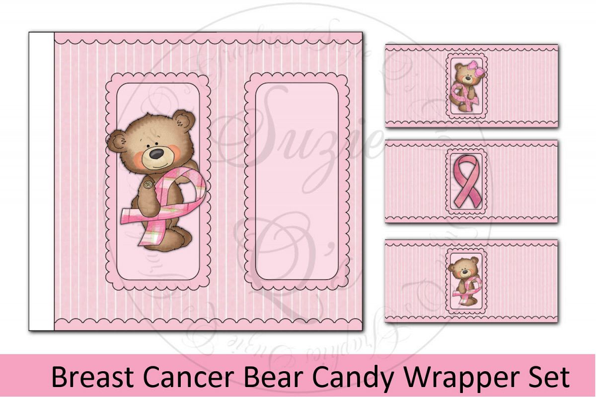 Breast Cancer Bear Candy Bar Wrapper Set example image 1