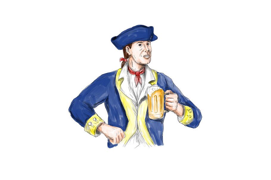American Patriot Holding Beer Mug Toast Watercolor example image 1