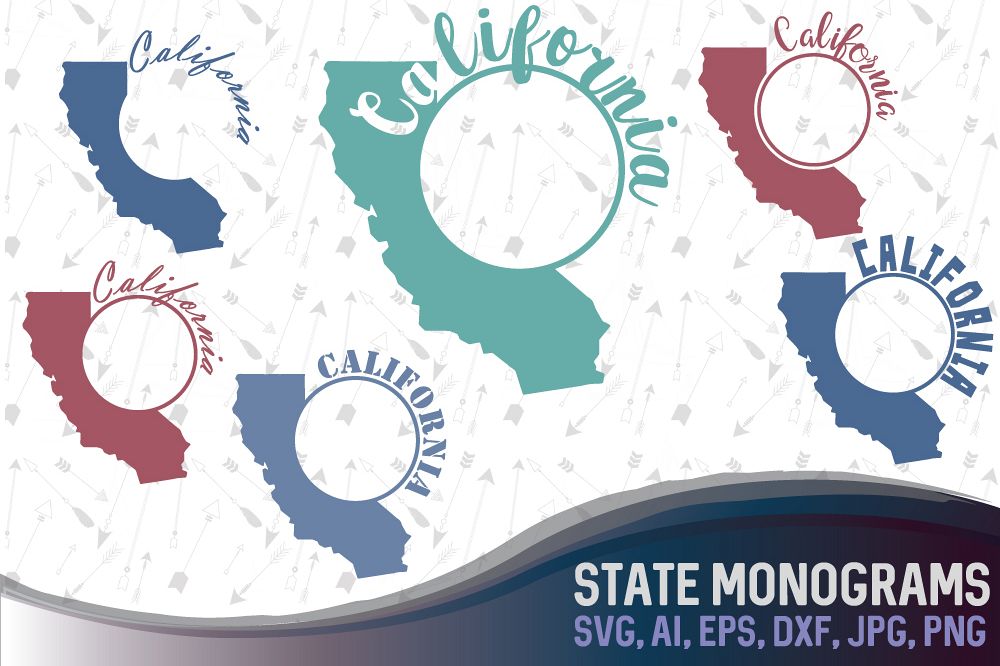 California Monograms SVG, JPG, PNG, DWG, CDR, EPS, AI example image 1