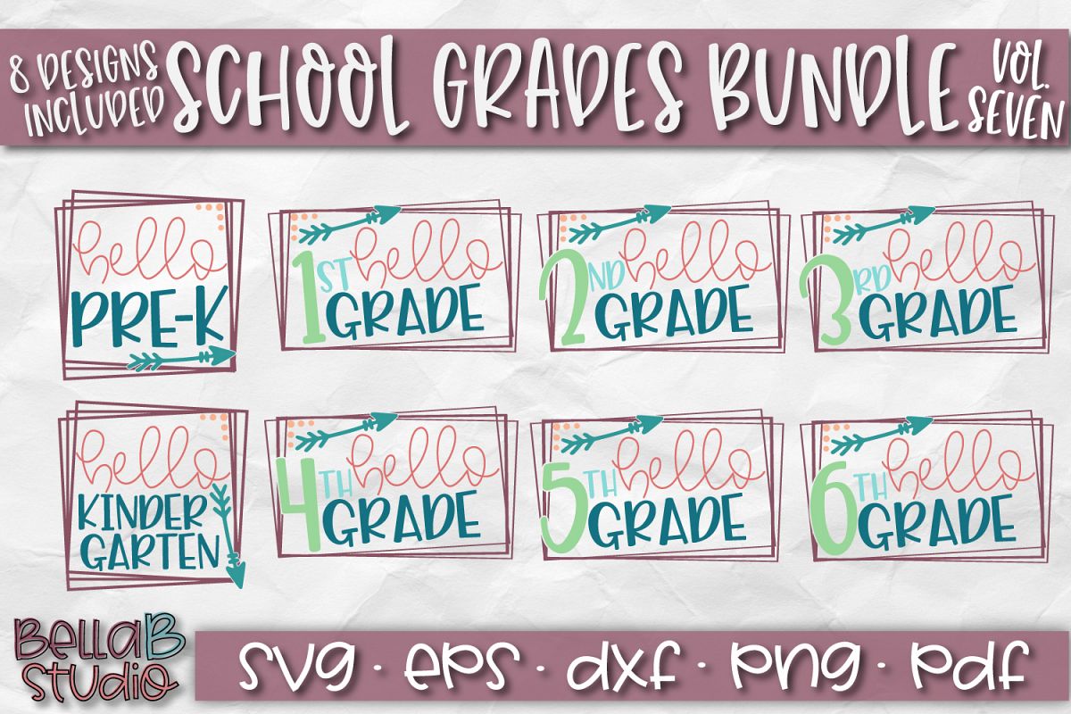 School Grades SVG Bundle, Back To School SVG Bundle, Hello example image 1