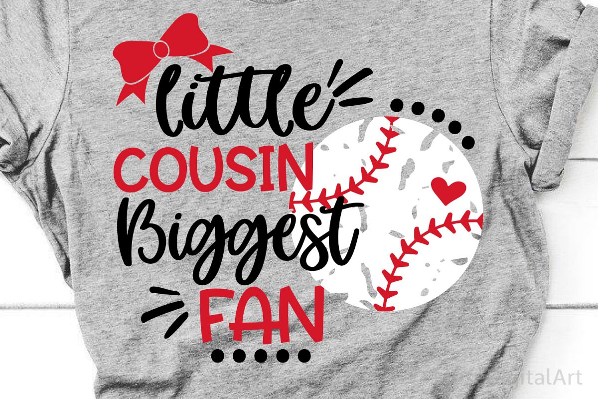 Little Cousin Biggest Fan Svg, Baseball Sister Svg, Baseball example image 1