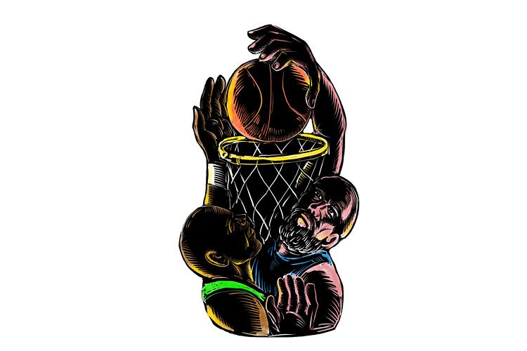 Basketball Player Dunking Blocking Ball Tattoo example image 1